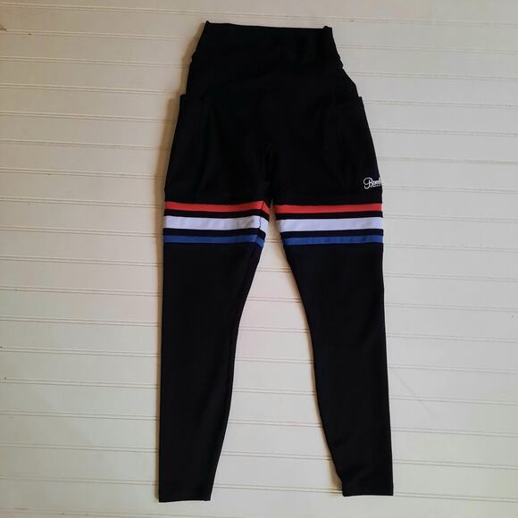 Bombshell Leggings Size S Booty Scrunch Thigh Highs Black Red White Blue - Picture 2 of 7
